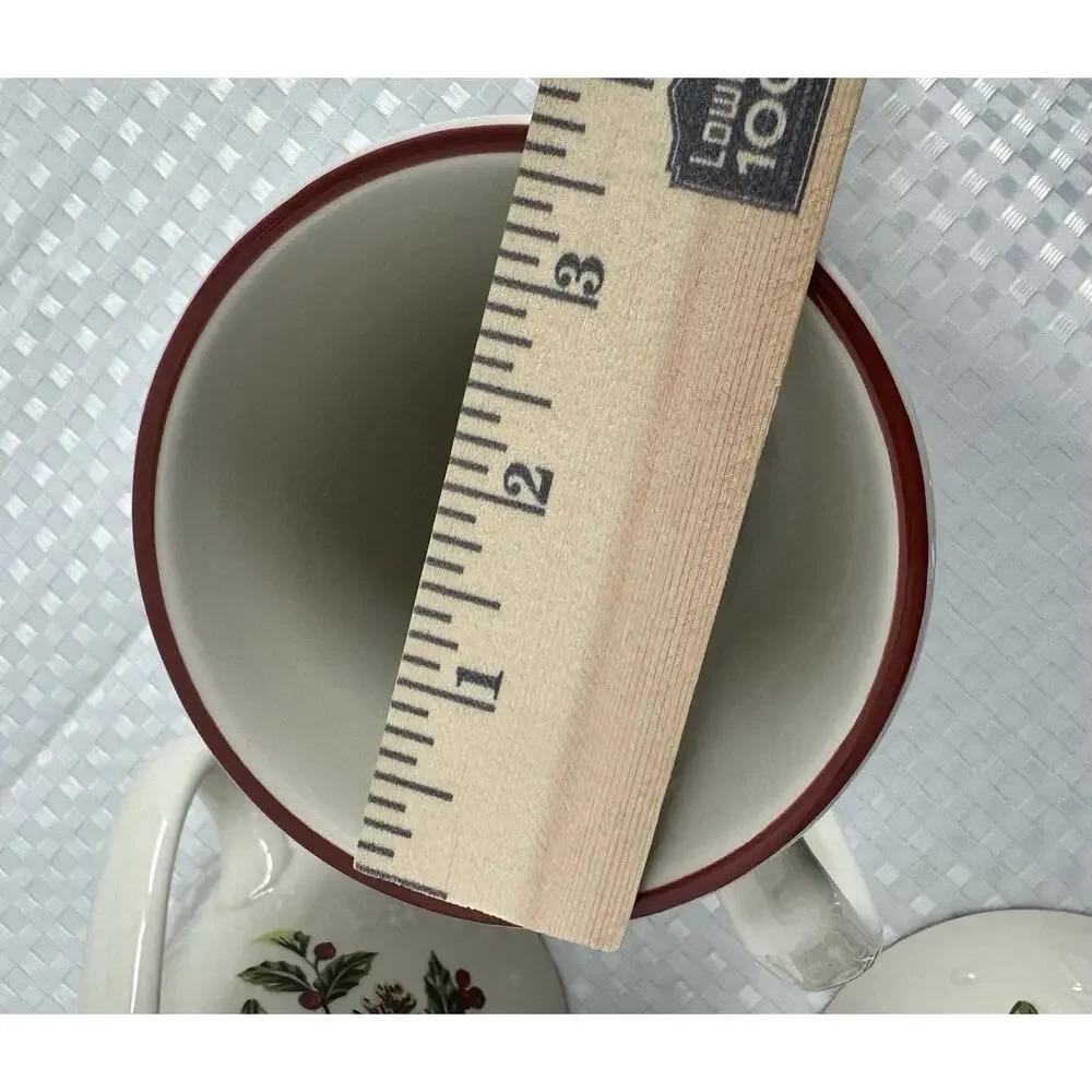 Longaberger Natures Garland Mugs - set of 4 Poinsettia Christmas Pottery